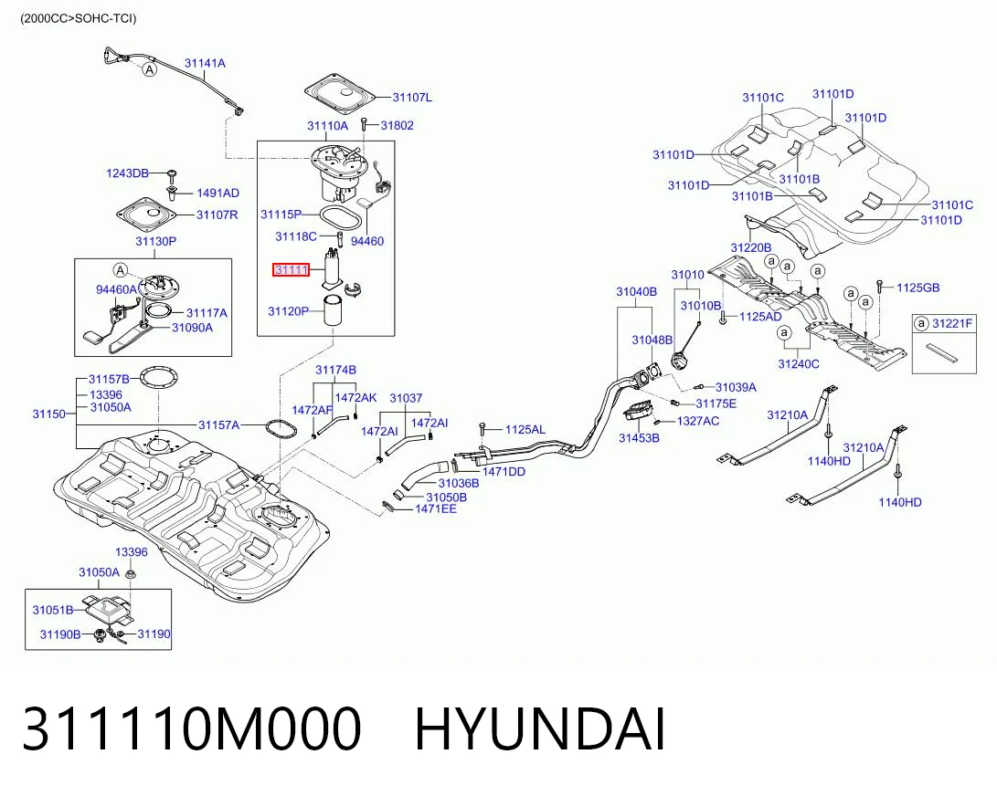 311110M000 Hyundai/Kia Elemento de turbina de la bomba de combustible