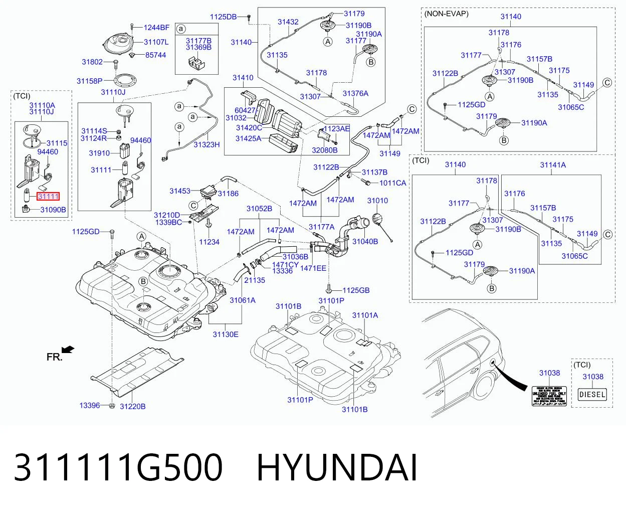 311111G500 Hyundai/Kia Módulo de alimentación de combustible