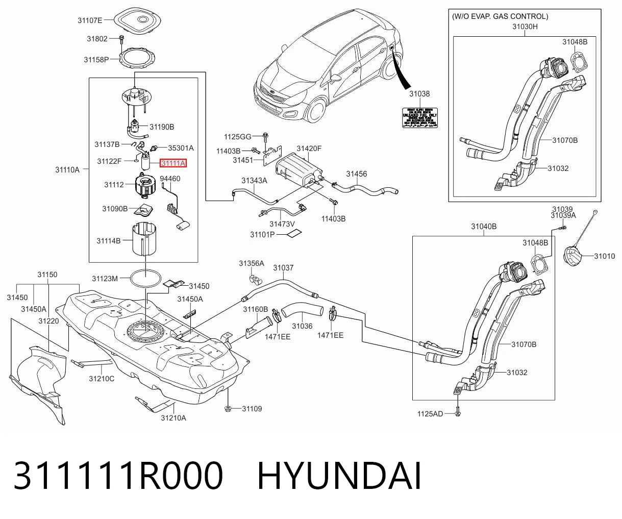 311111R000 Hyundai/Kia Elemento de turbina de la bomba de combustible