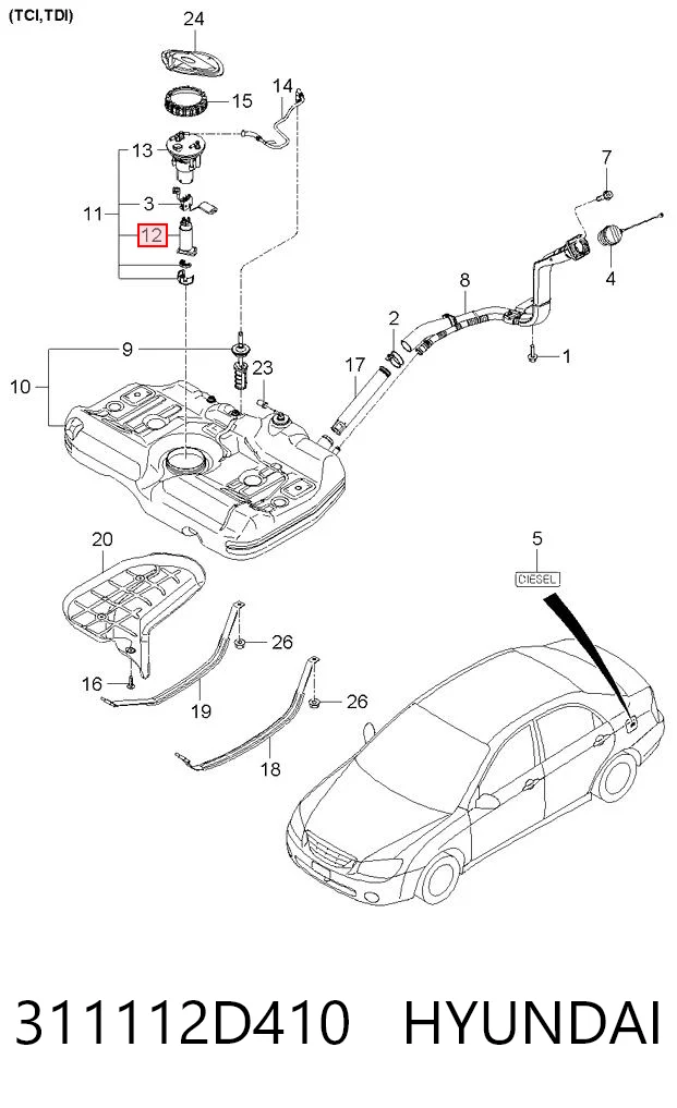 311112D410 Hyundai/Kia Unidad de alimentación de combustible