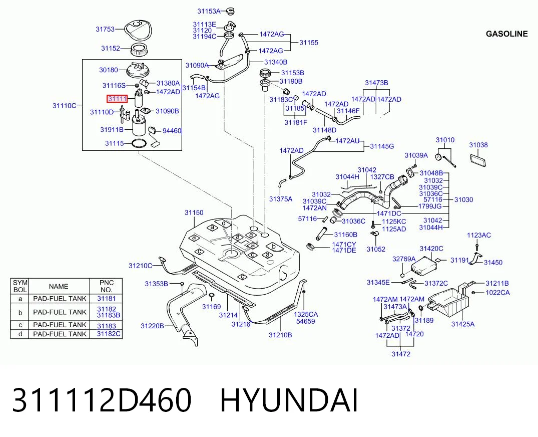 311112D460 Hyundai/Kia Unidad de alimentación de combustible