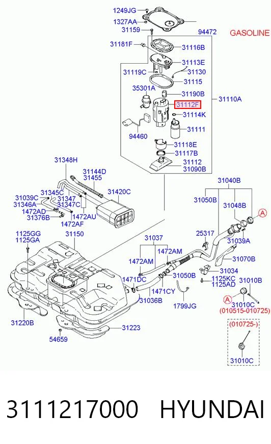 3111217000 Hyundai/Kia Filtro de gasolina