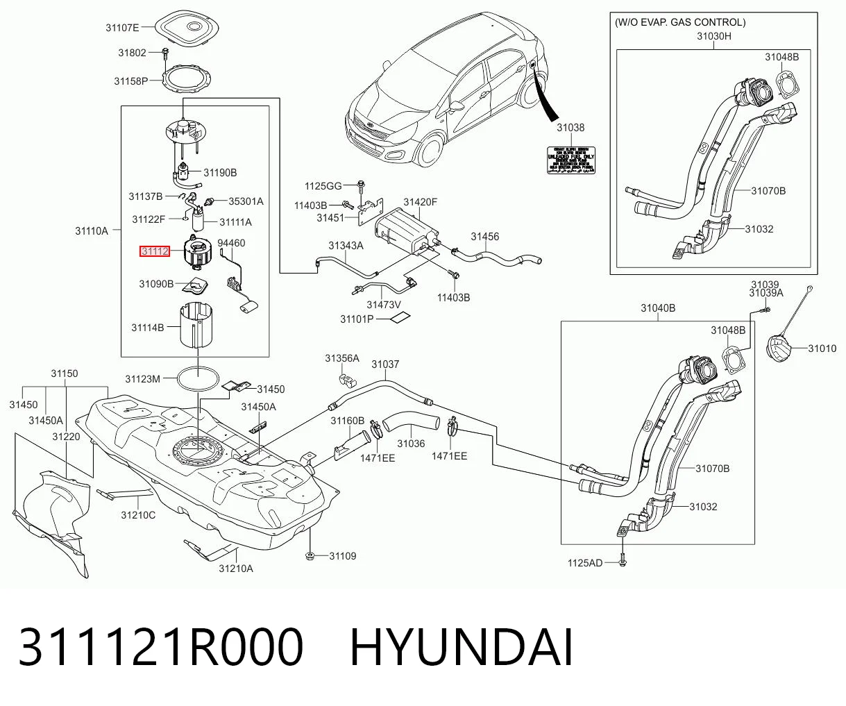 311121R000 Hyundai/Kia Filtro de gasolina