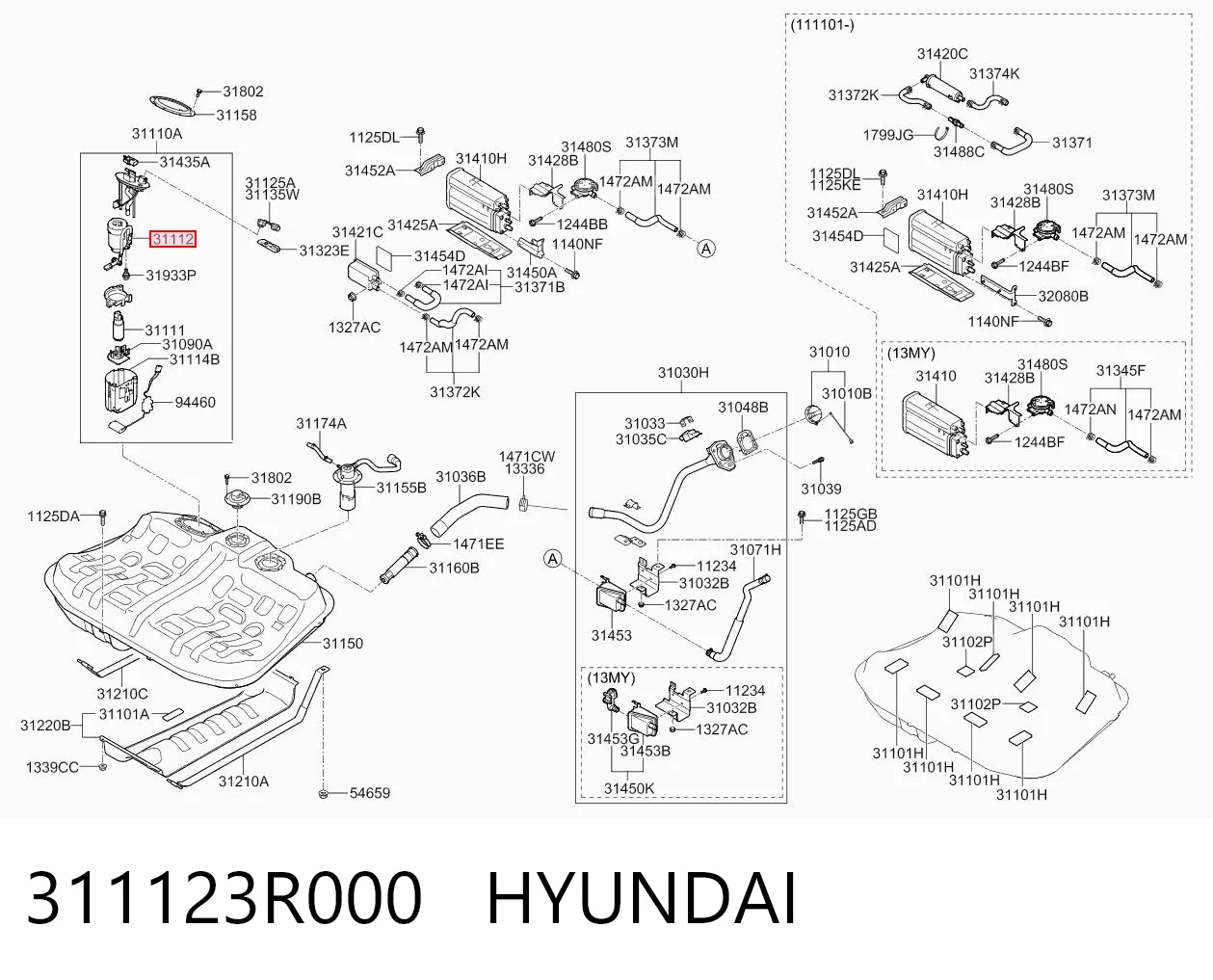 311123R000 Hyundai/Kia Filtro de gasolina
