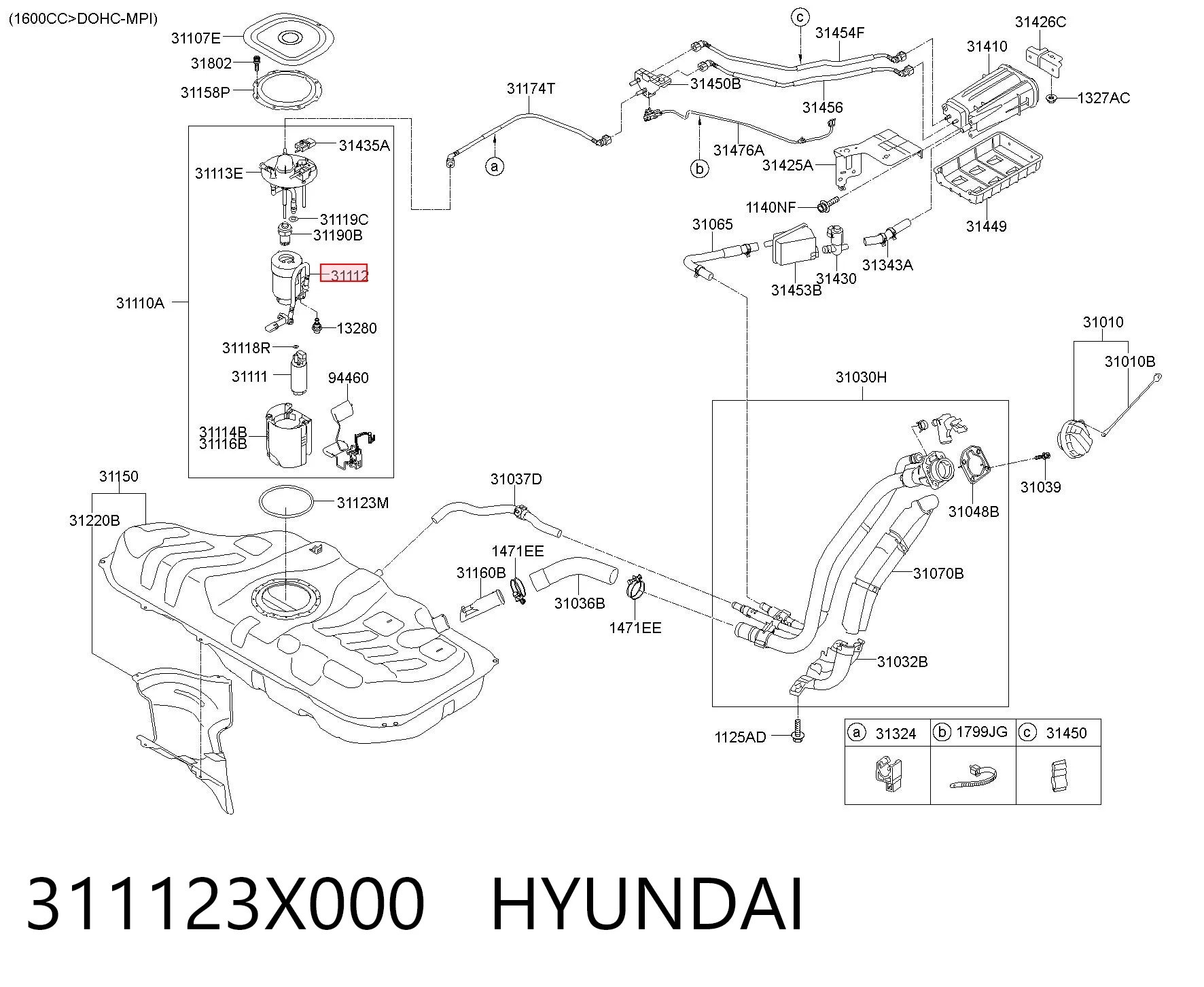 311123X000 Hyundai/Kia Filtro de gasolina