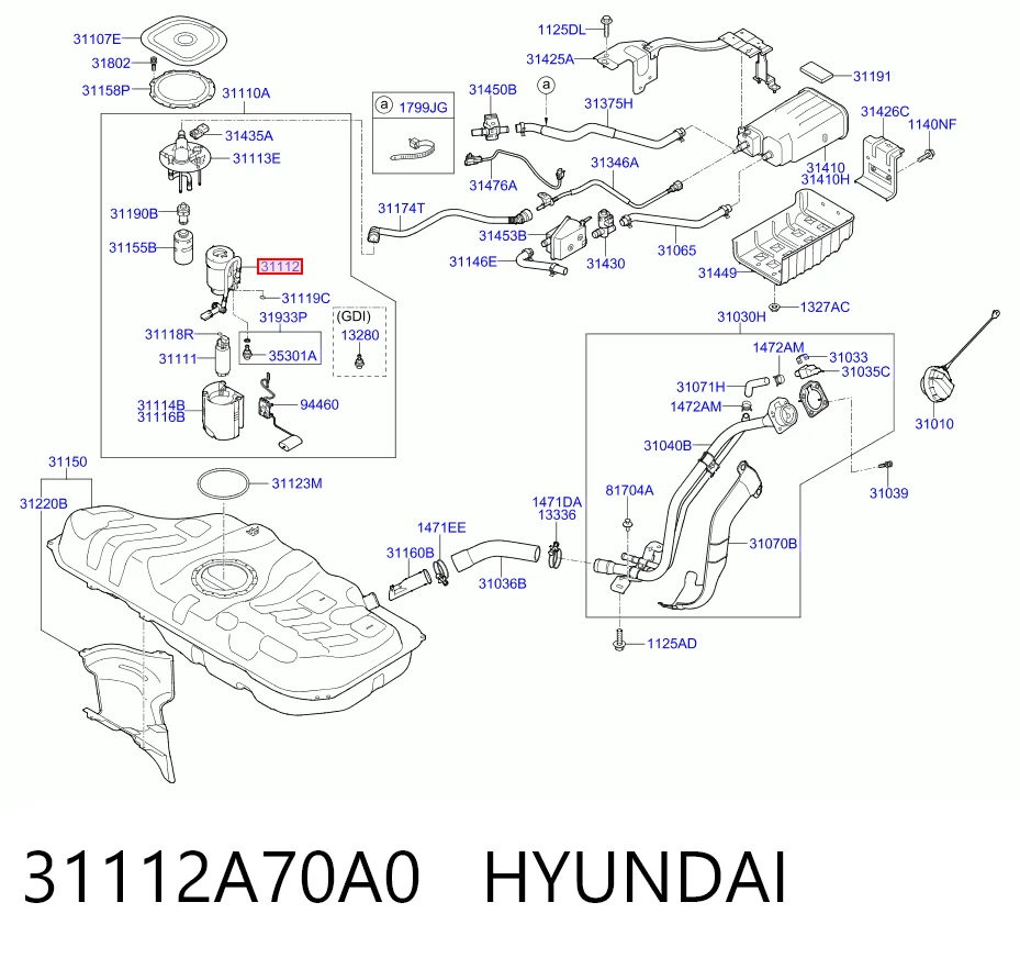 31112A70A0 Hyundai/Kia Filtro de gasolina