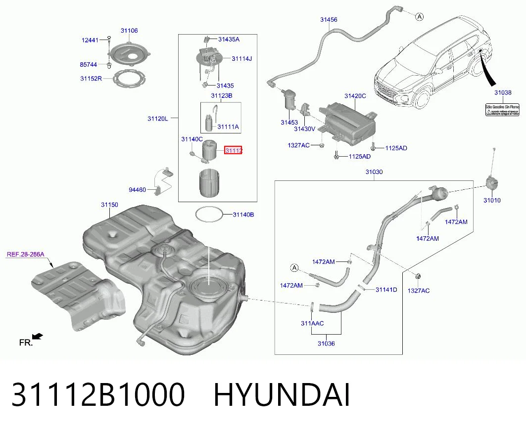 31112B1000 Hyundai/Kia Filtro de gasolina