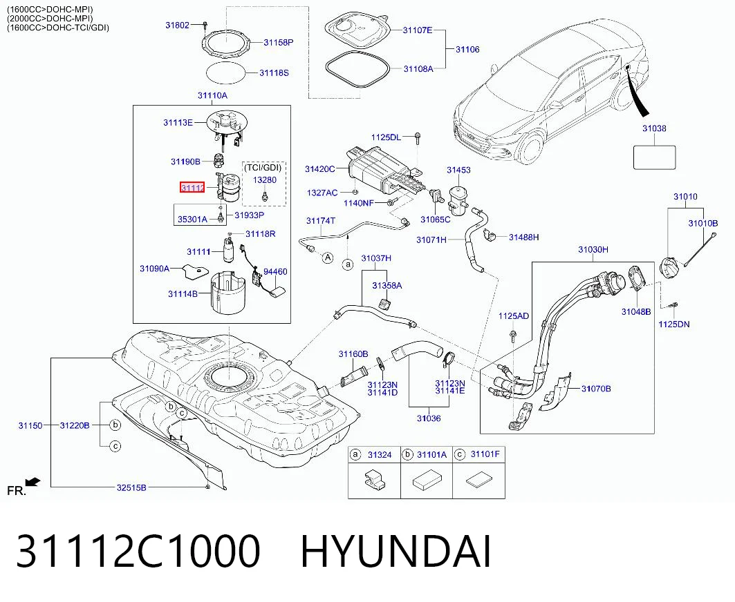 31112C1000 Hyundai/Kia Filtro de gasolina