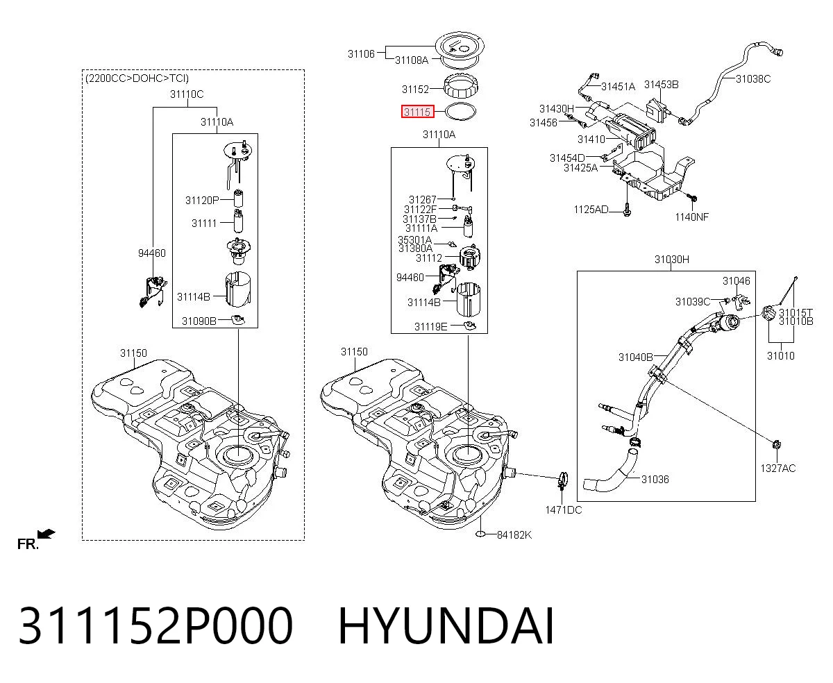 311152P000 Hyundai/Kia Junta del sensor de nivel de combustible/bomba de combustible (depósito de combustible)