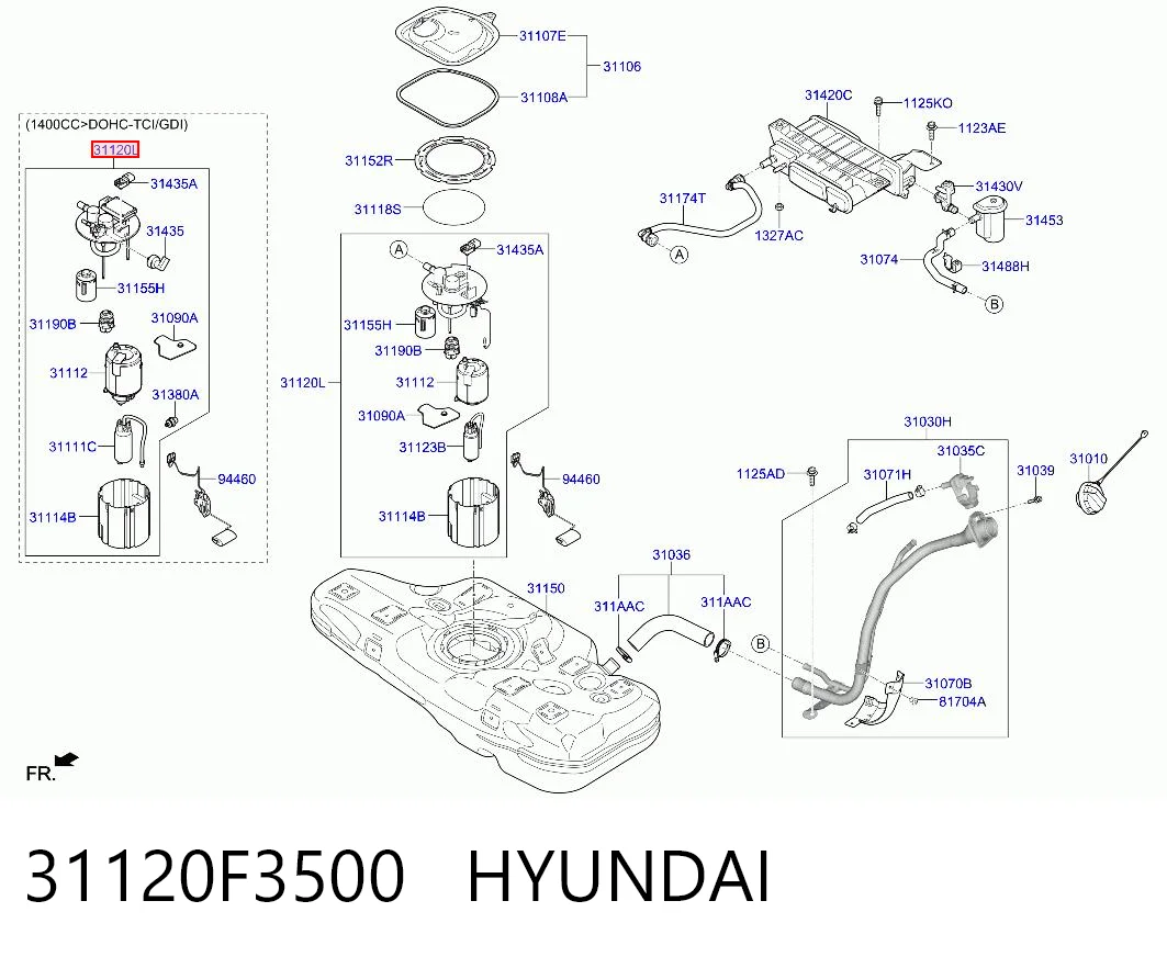 31120F3500 Hyundai/Kia Módulo de alimentación de combustible