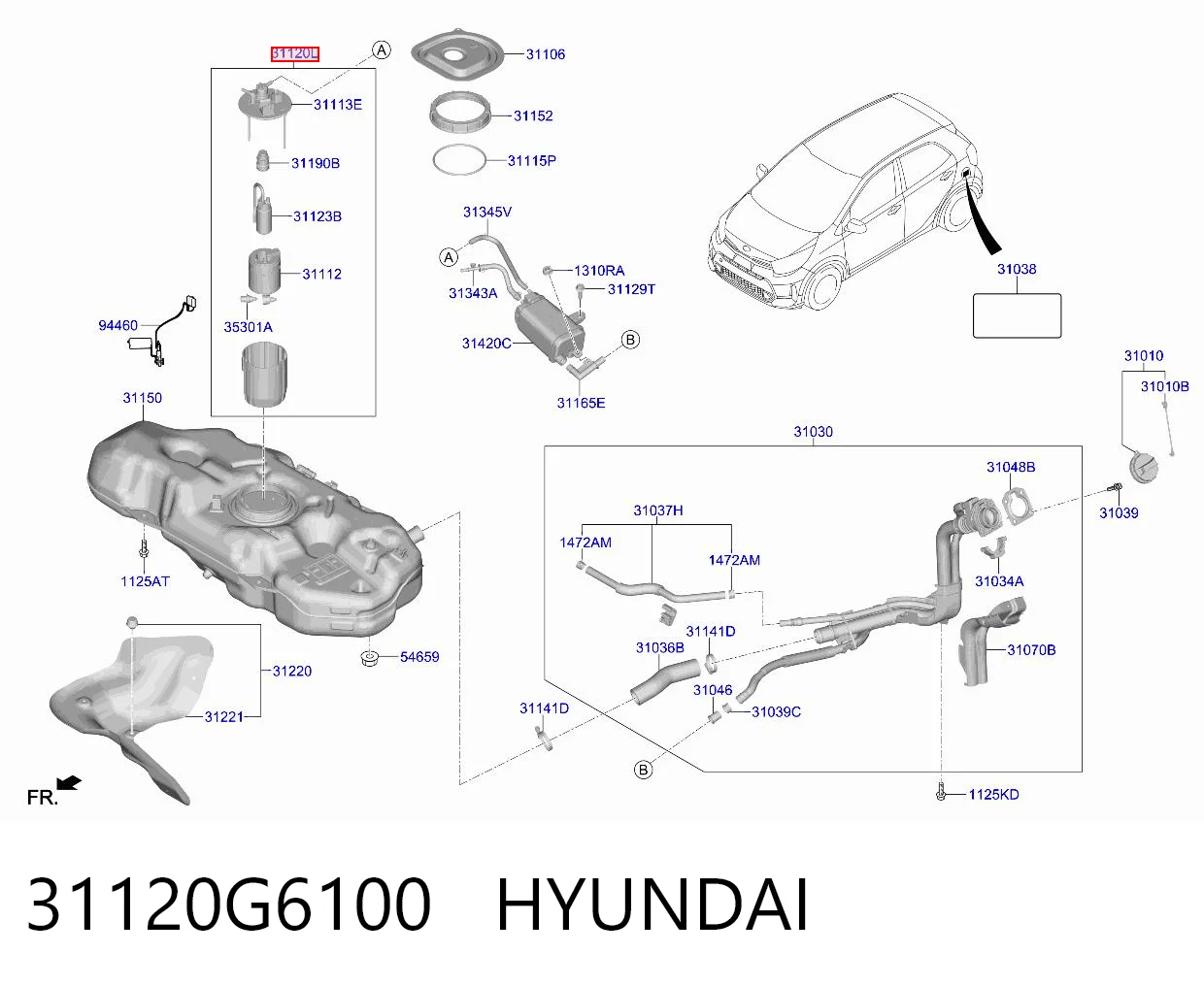 31120G6100 Hyundai/Kia Módulo de alimentación de combustible