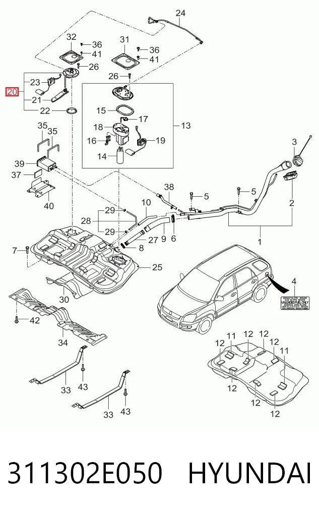 311302E050 Hyundai/Kia Medidor de combustible