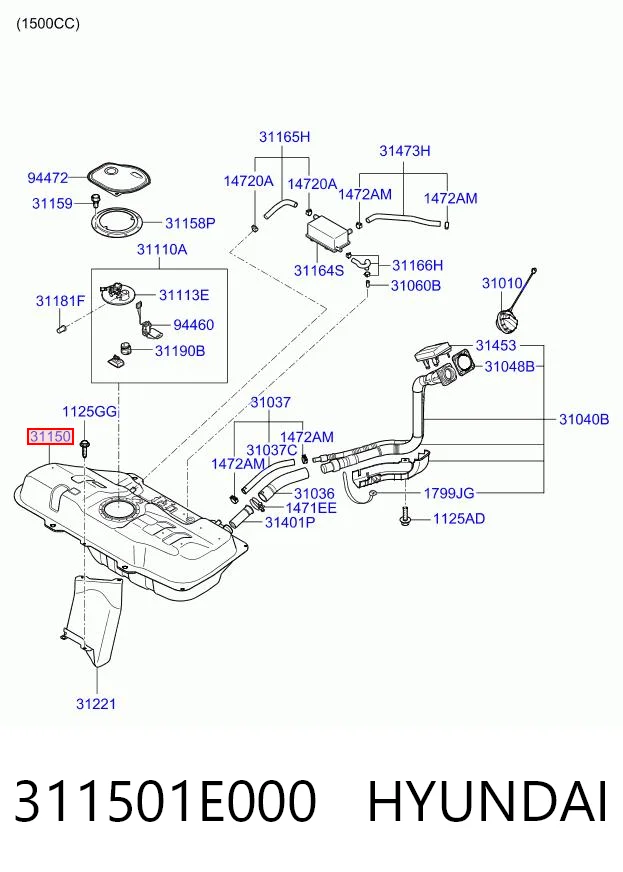 Depósito de combustible 311501E000 HYUNDAI