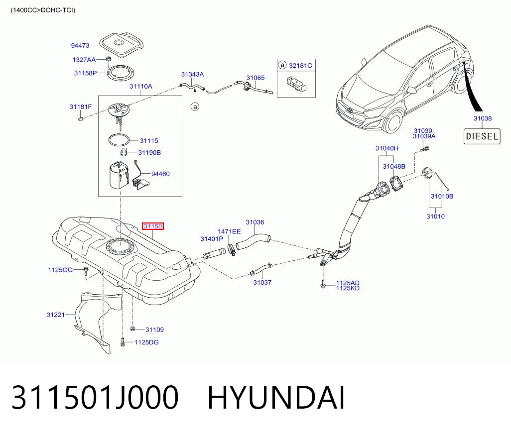 Depósito de gasolina para Hyundai I20 PB