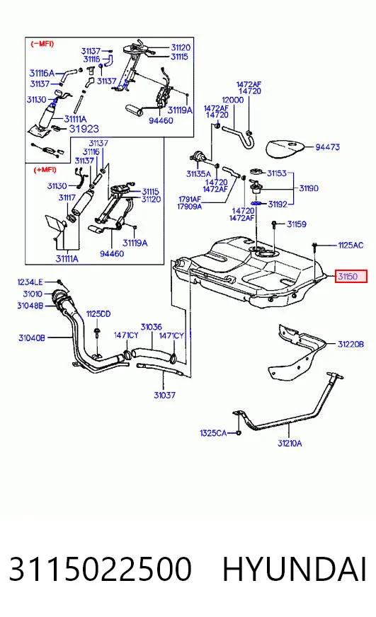 Tanque de combustible para Hyundai Accent I 