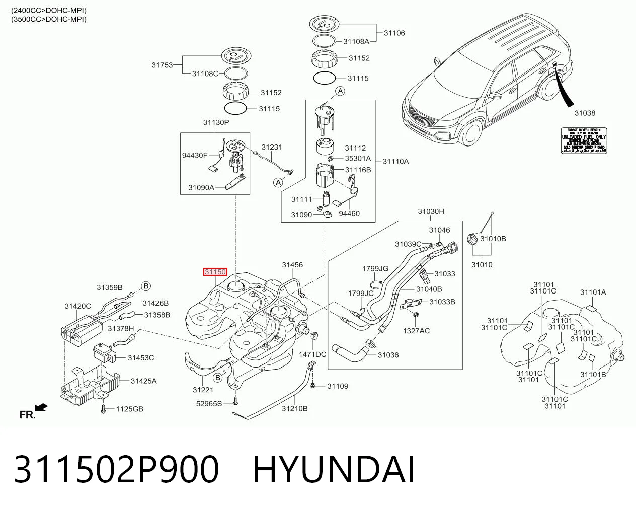 Depósito de gasolina para KIA Sorento XM