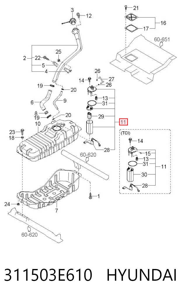 Módulo de bomba de combustible con sensor de nivel de combustible 311503E610 HYUNDAI