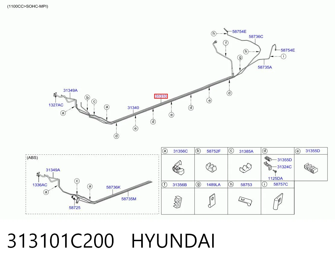 313101C200 Hyundai/Kia Tubo de combustible desde la bomba de alimentación al filtro