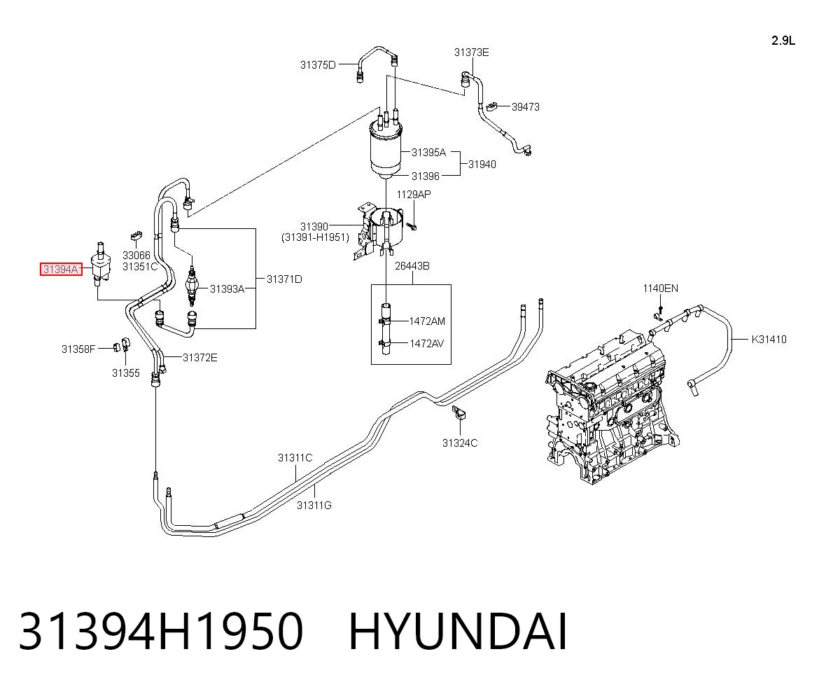 31394H1950 Hyundai/Kia Calentador de combustible