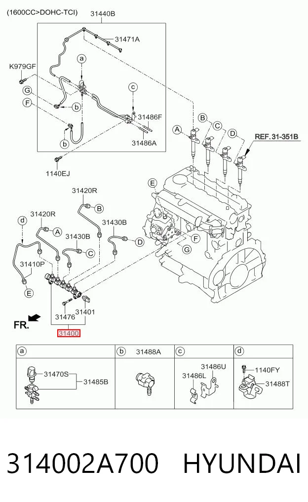 314002A700 Hyundai/Kia Rampa de combustible