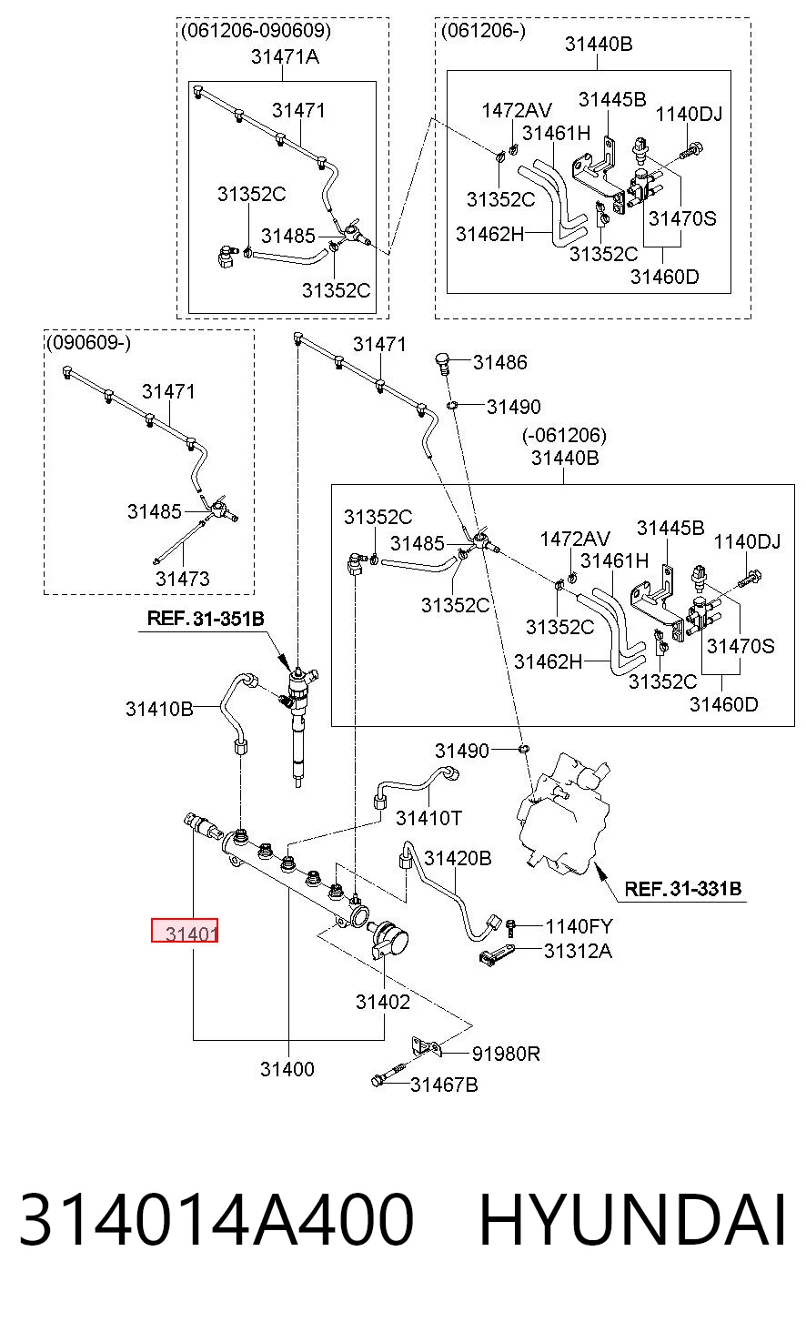 Sensor de presión de combustible para Hyundai Sonata V NF