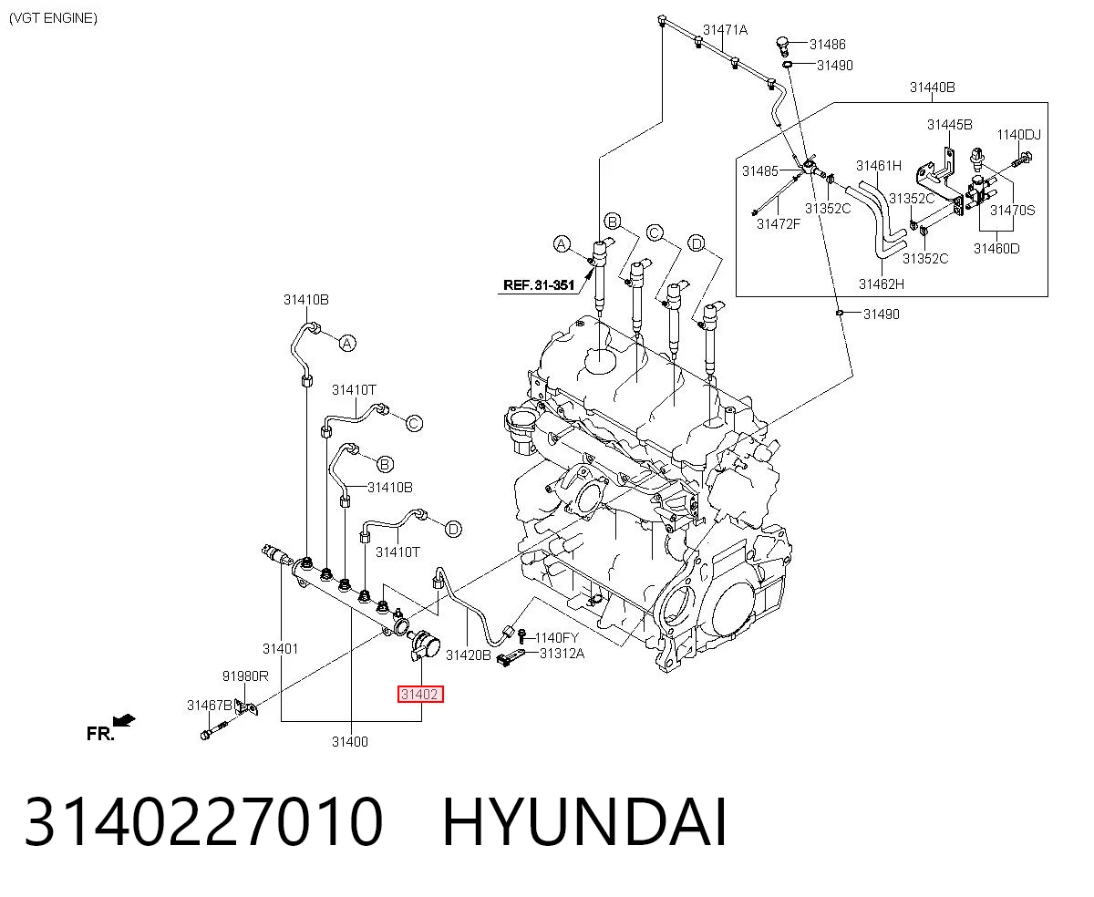 3140227010 Hyundai/Kia Válvula reguladora de presión