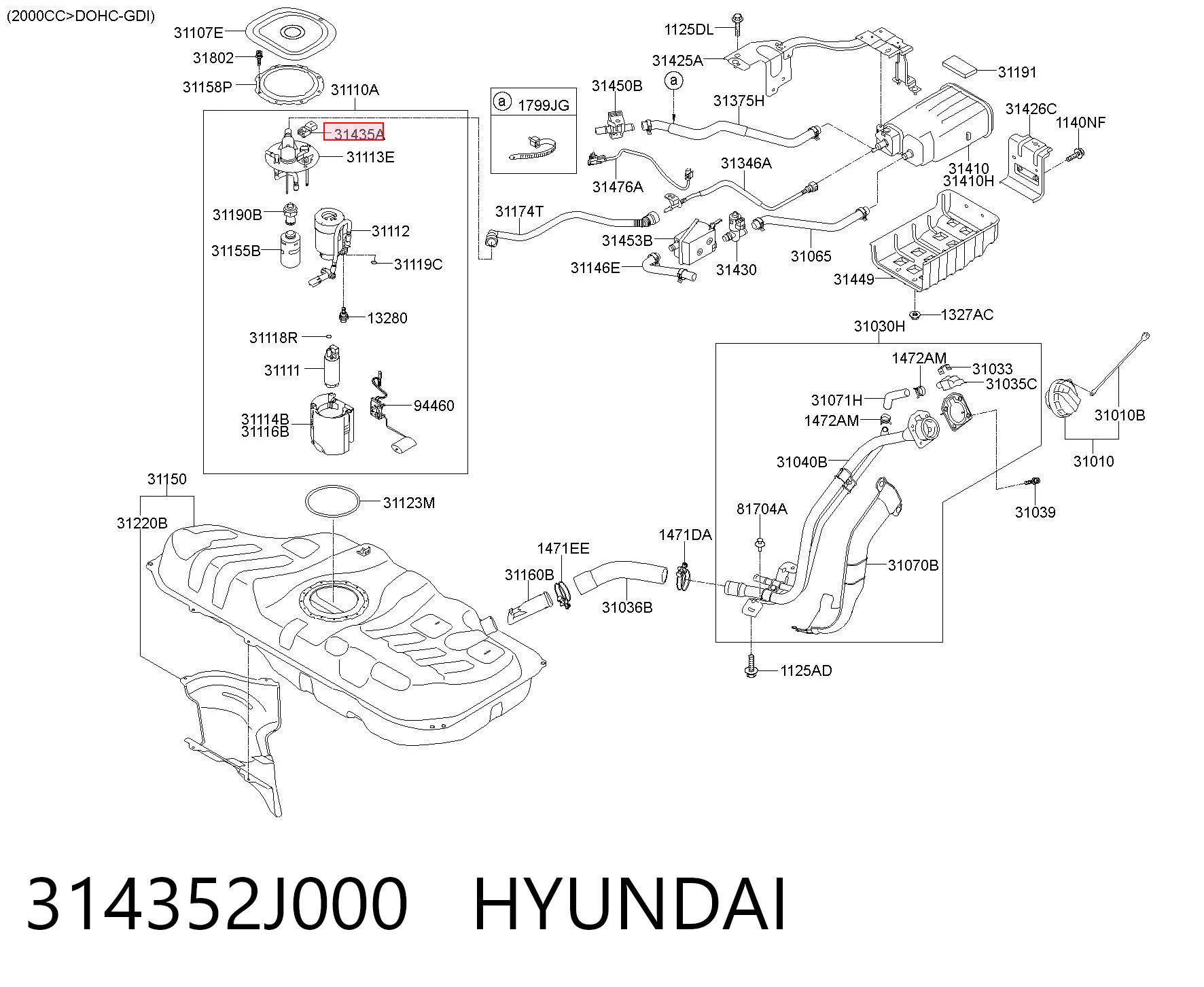 314352J000 Hyundai/Kia Sensor de presión de combustible