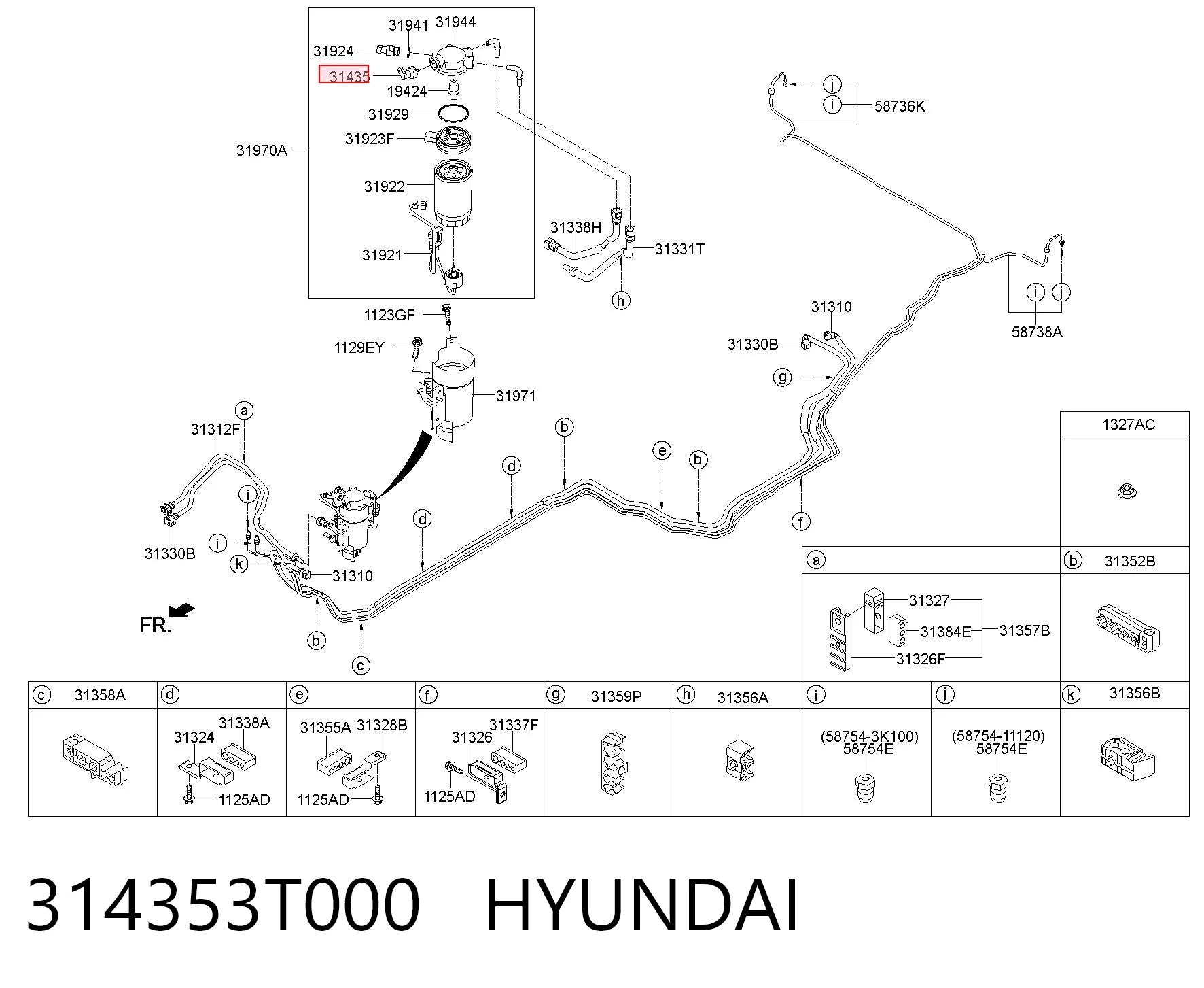 314353T000 Hyundai/Kia Sensor de presión de combustible