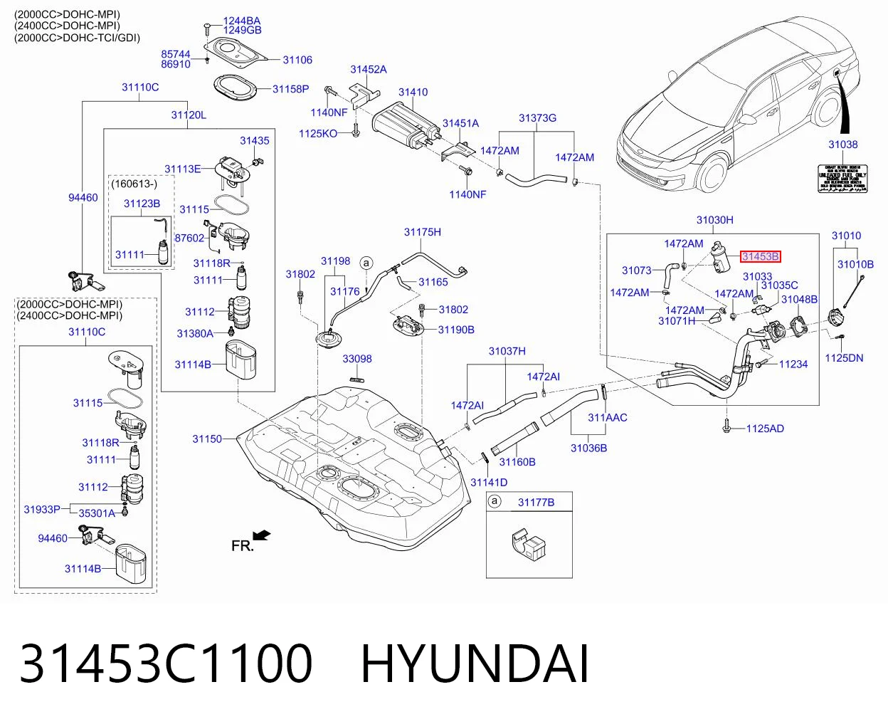 31453C1100 Hyundai/Kia Filtro de carbón activado