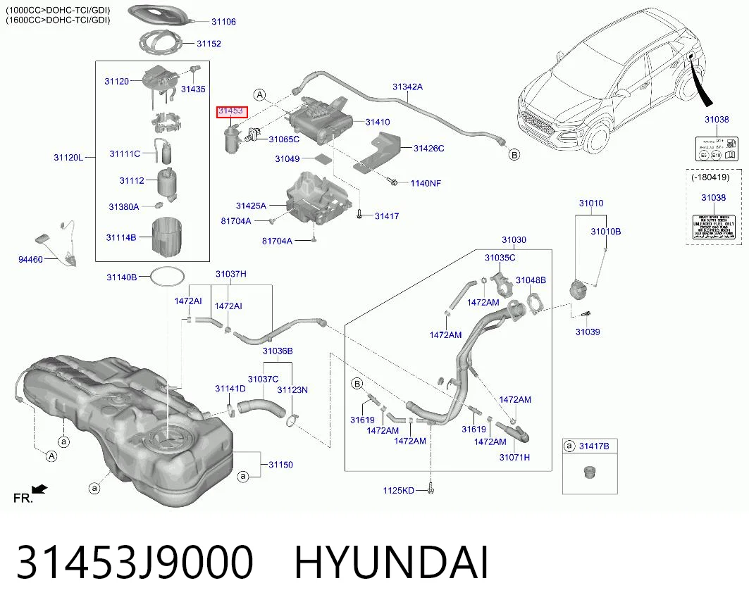 31453J9000 Hyundai/Kia Filtro de carbón activado