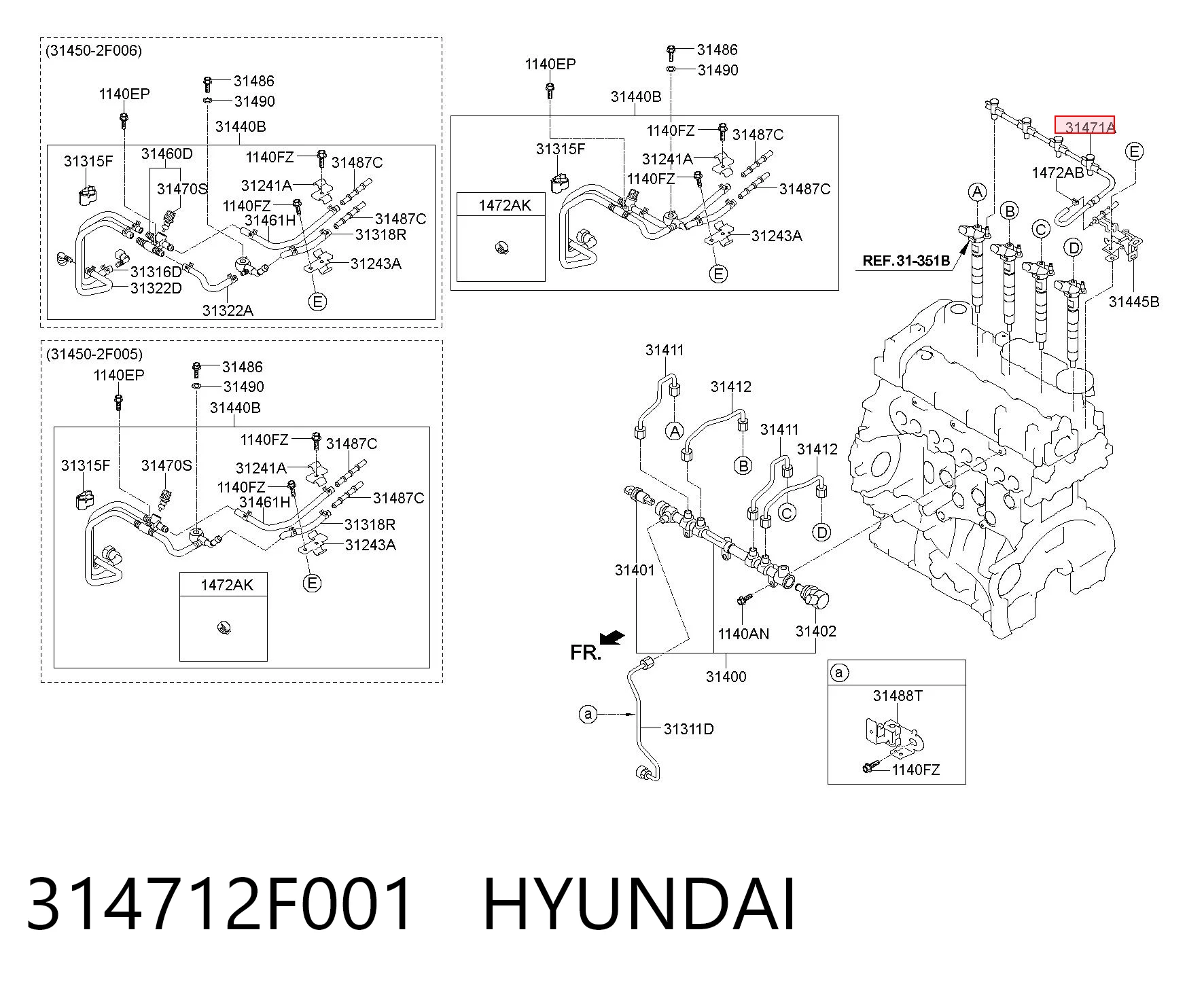 314712F001 Hyundai/Kia Tubo flexible, combustible de fuga 