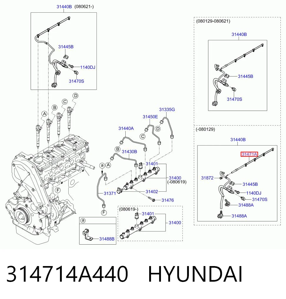 314714A440 Hyundai/Kia Tubo flexible, combustible de fuga 