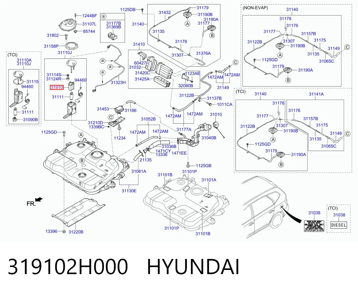 319102H000 Hyundai/Kia Filtro de gasolina