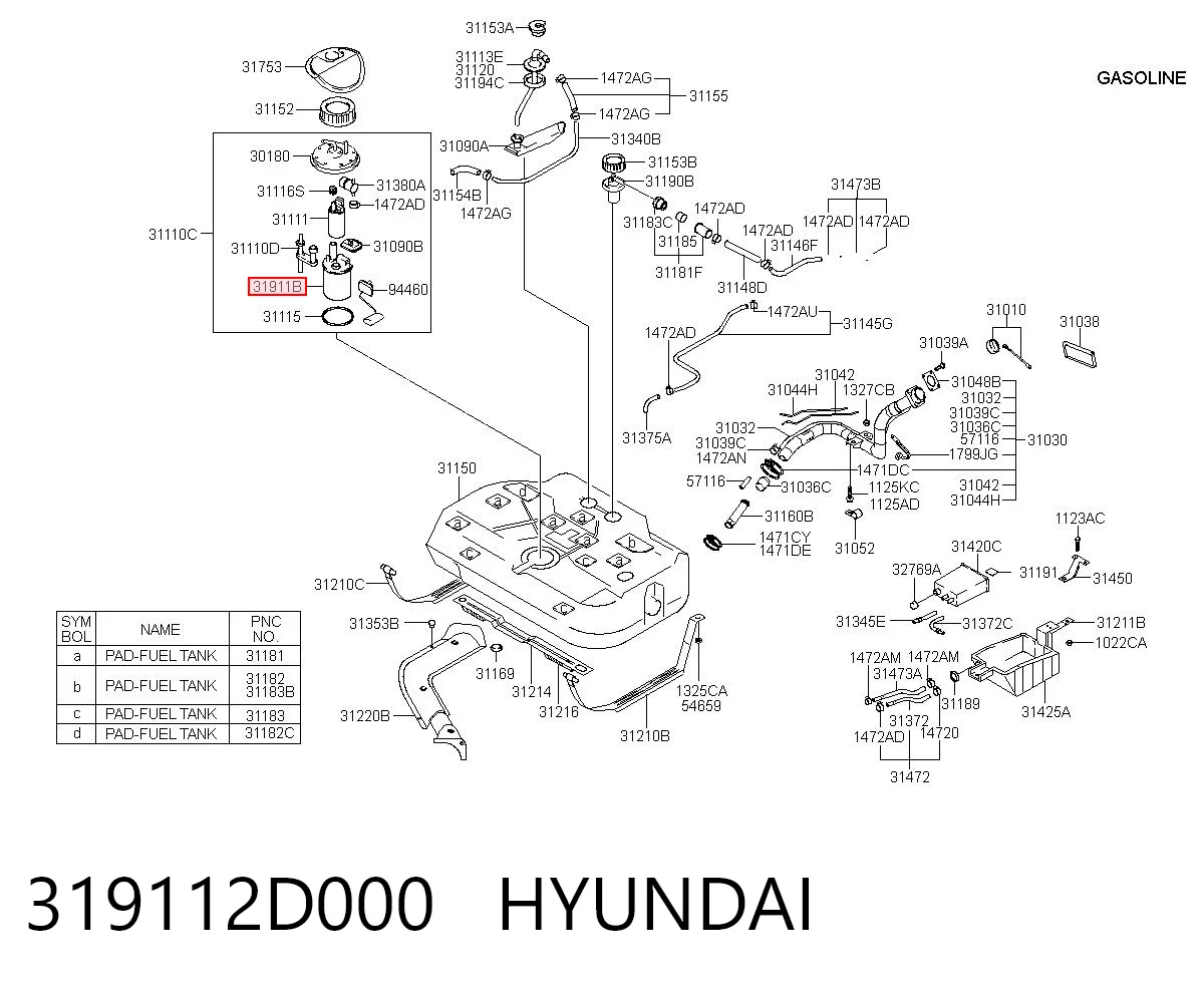 319112D000 Hyundai/Kia Filtro de gasolina