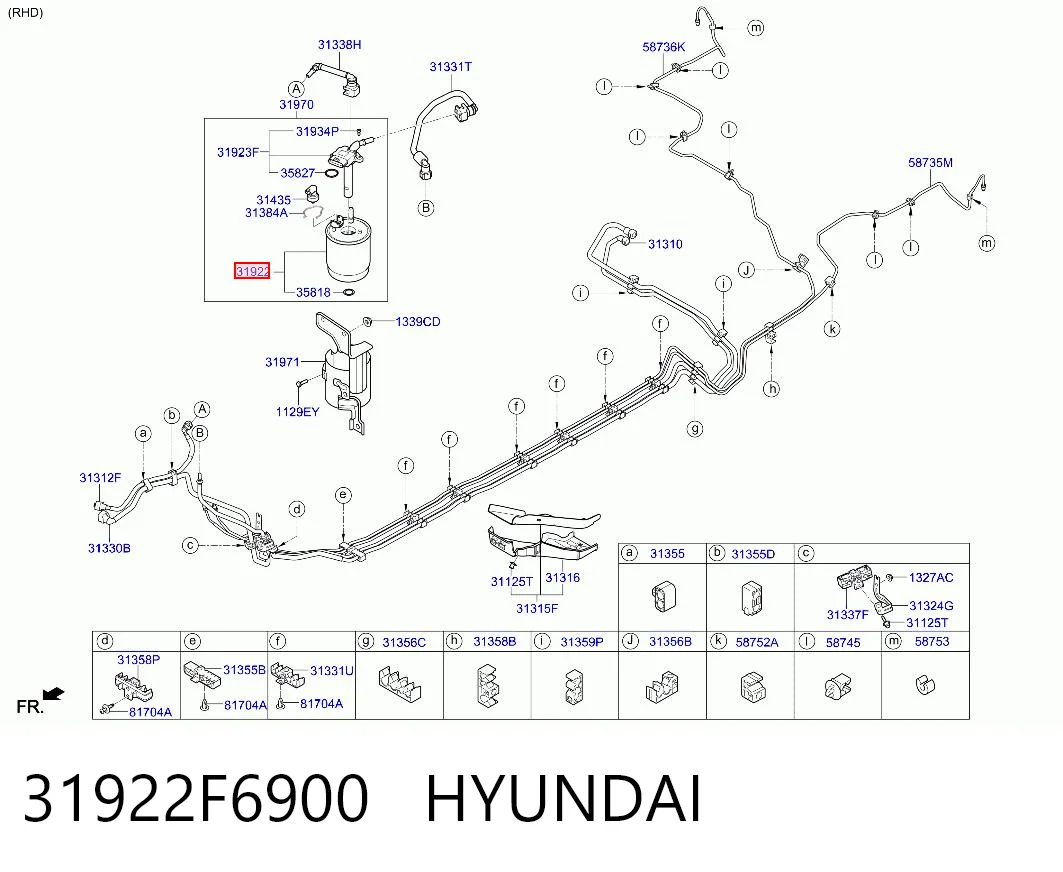 31922F6900 Hyundai/Kia Filtro de gasolina
