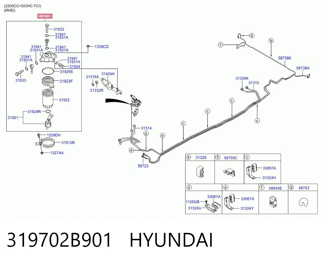 Caja del filtro de combustible Hyundai Santa Fe II (2006-2012)