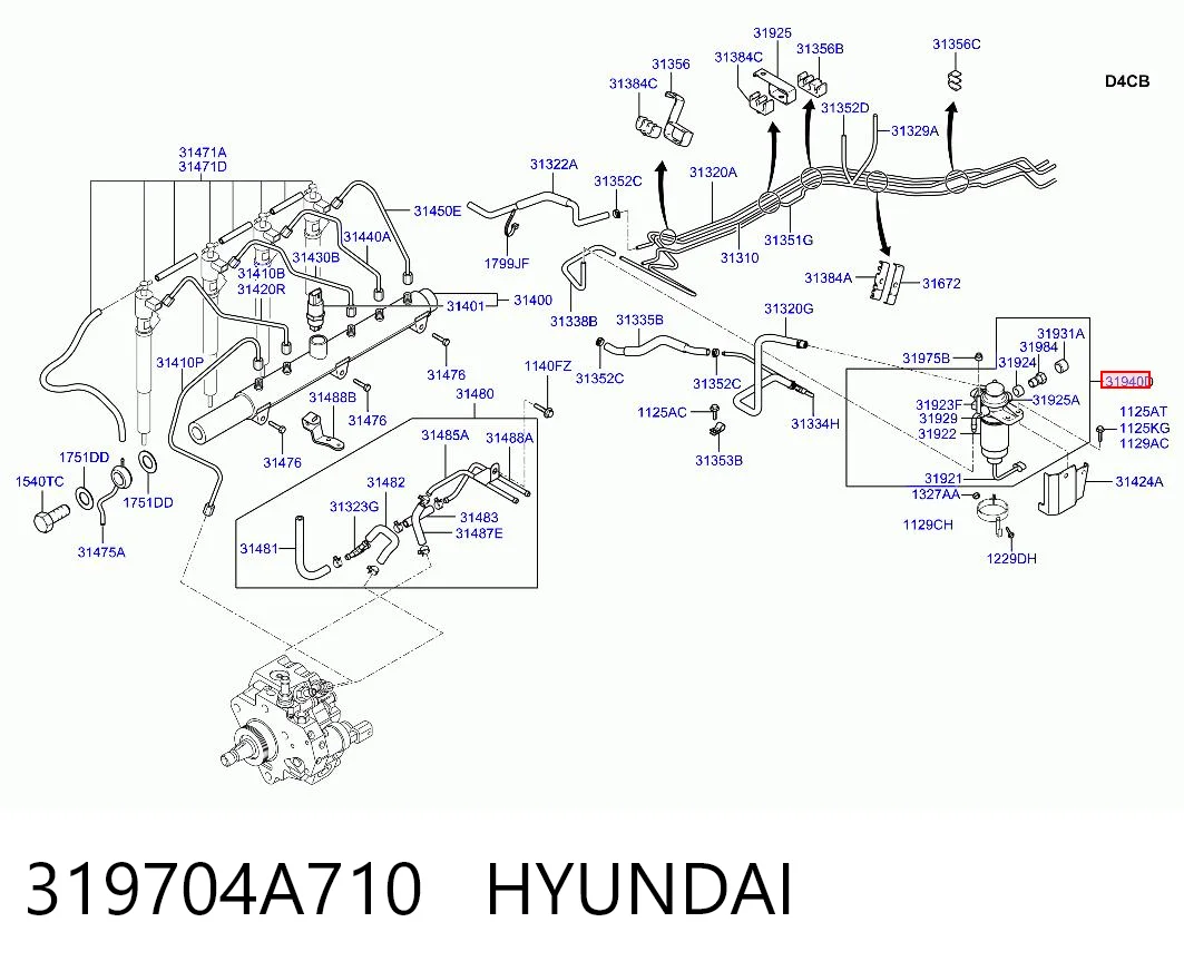 Filtro de combustible 319704A710 HYUNDAI
