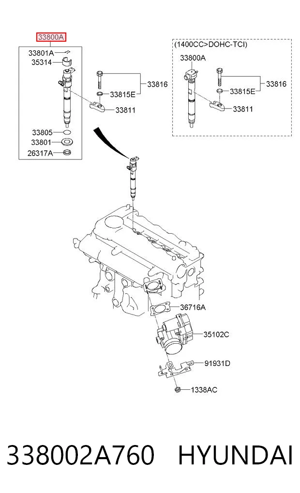 338002A760 Hyundai/Kia Inyector de combustible