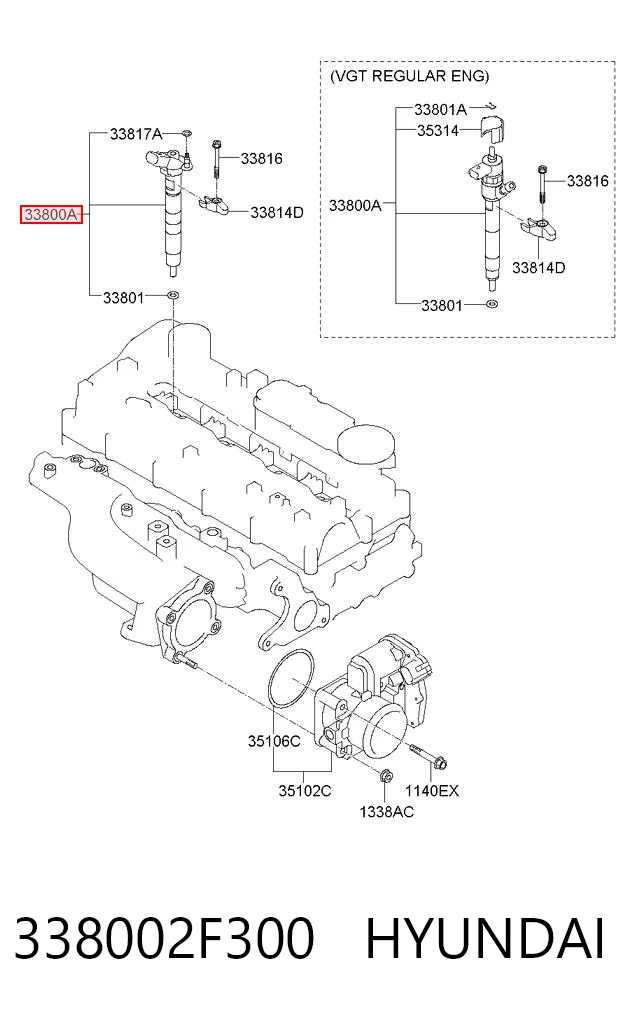 338002F300 Hyundai/Kia Inyector de combustible