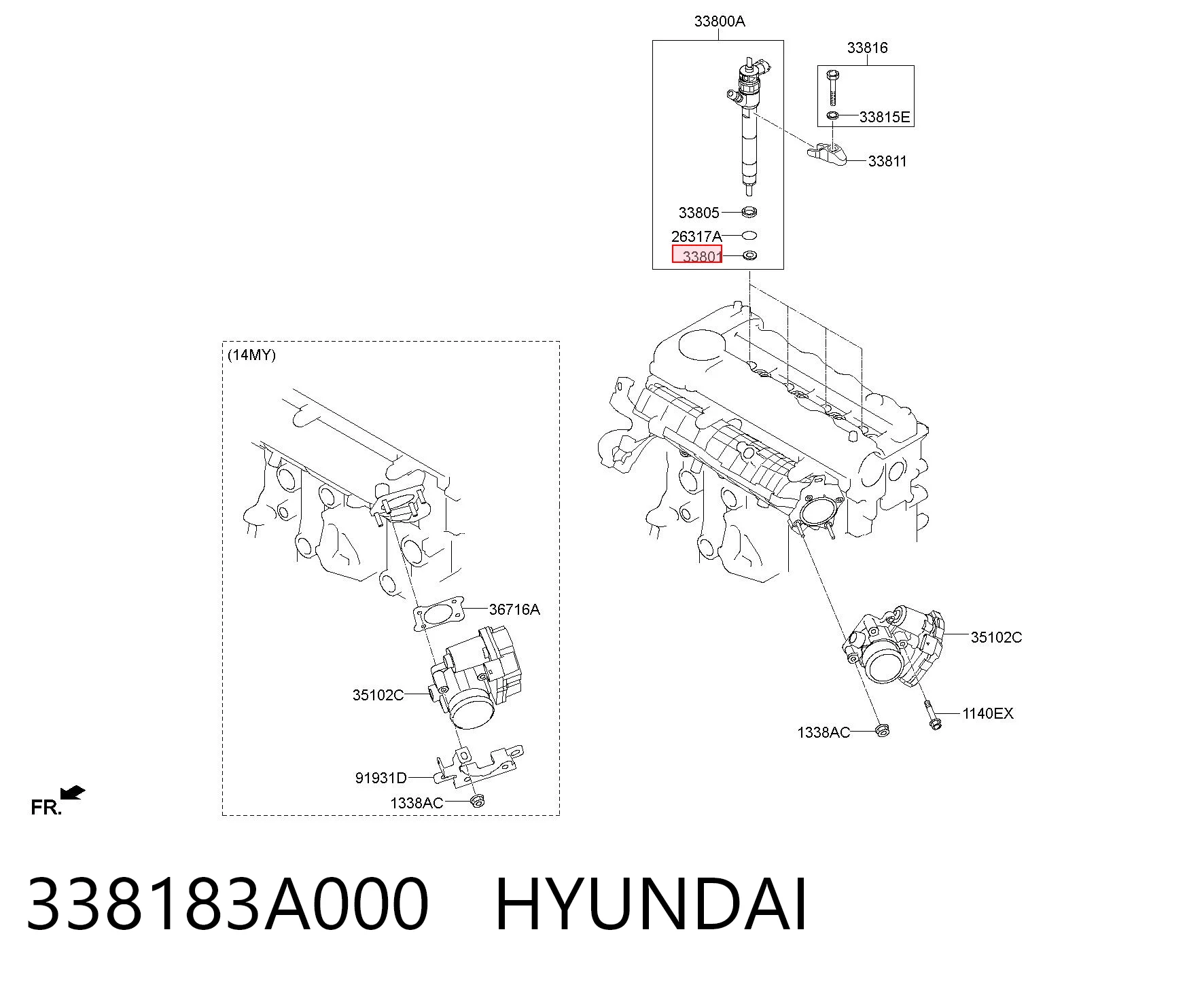 338183A000 Hyundai/Kia Arandela de asiento del inyector
