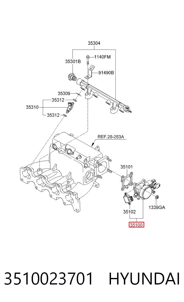 3510023701 Hyundai/Kia Mariposa de admisión