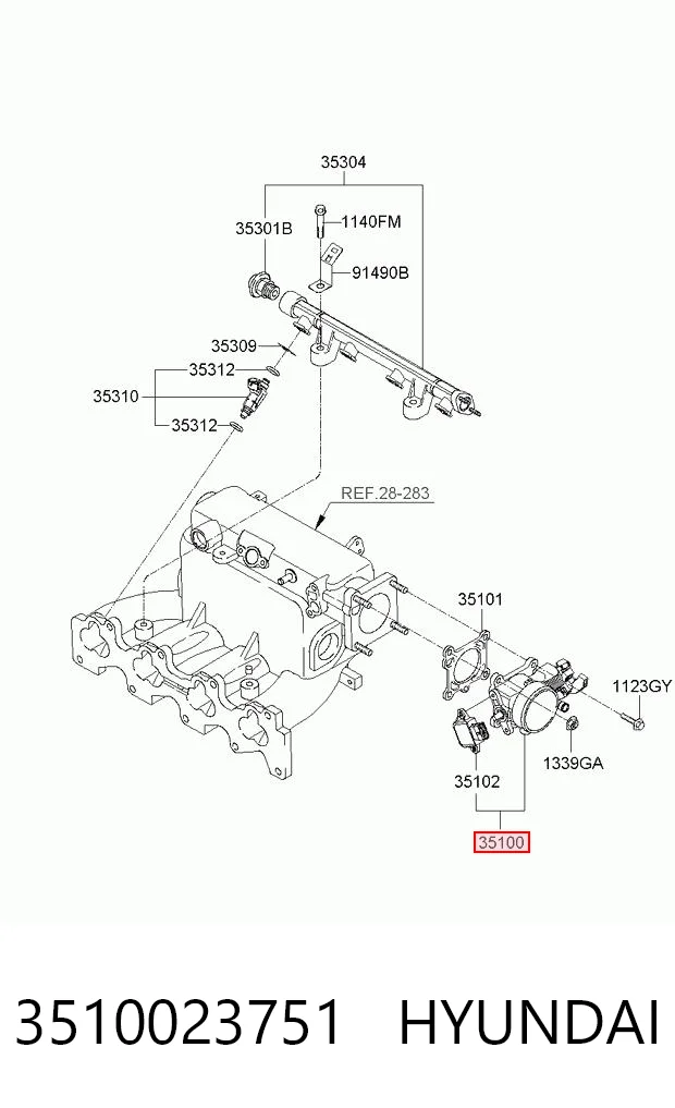 3510023751 Hyundai/Kia Mariposa de admisión