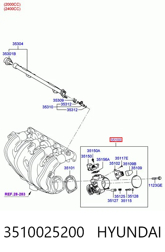 3510025200 Hyundai/Kia Mariposa de admisión