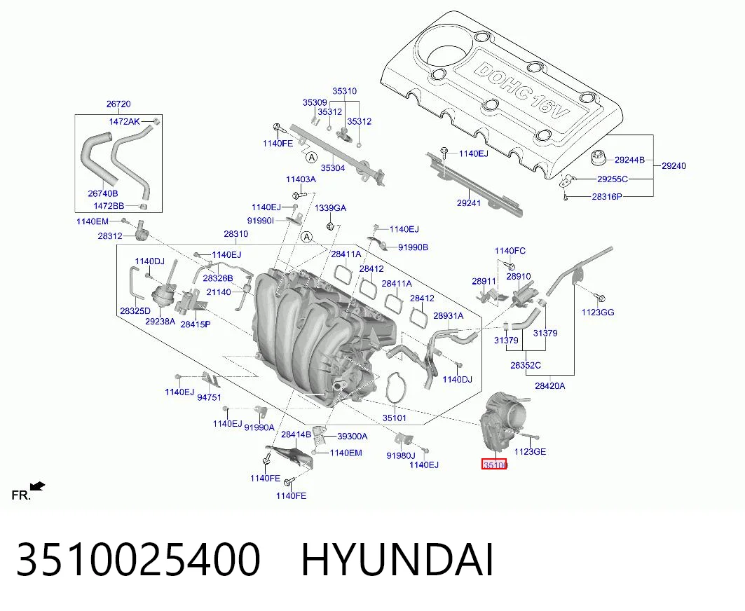 3510025400 Hyundai/Kia Mariposa de admisión