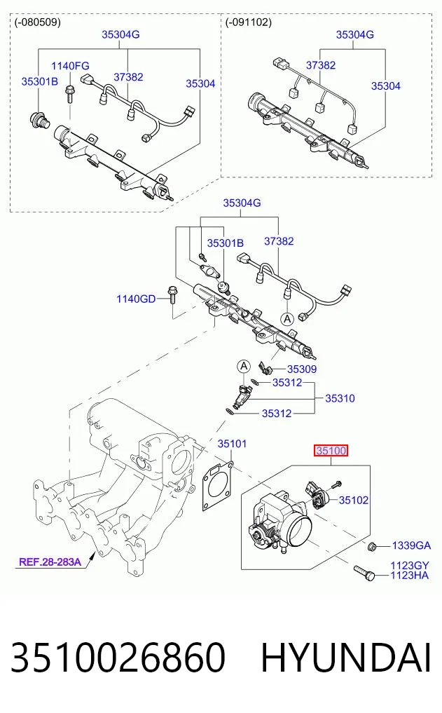 3510026860 Hyundai/Kia Mariposa de admisión