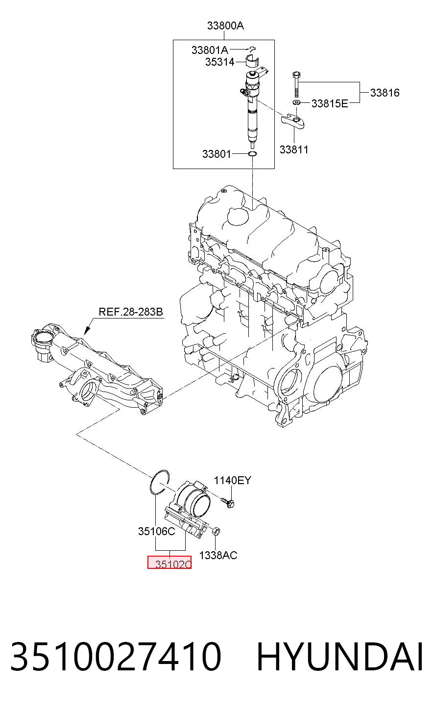 3510027410 Hyundai/Kia Mariposa de admisión