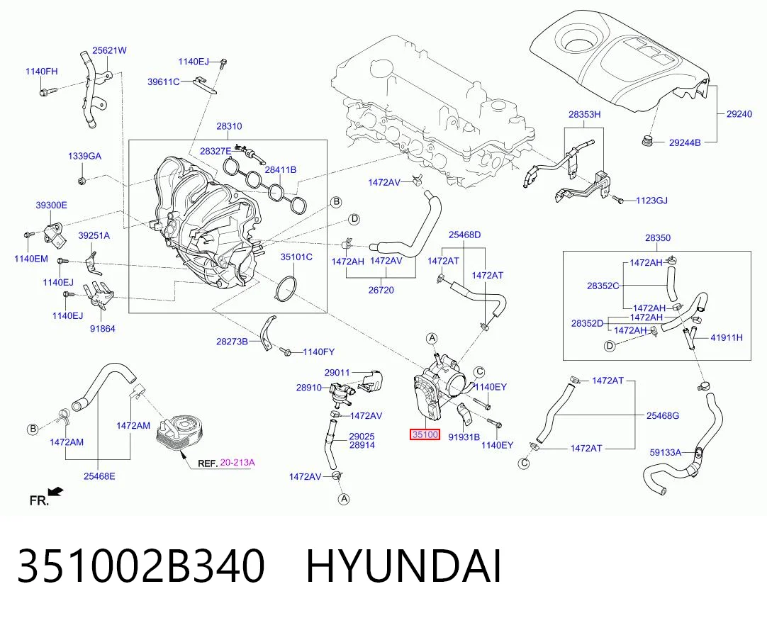 Cuerpo de aceleración completo Hyundai KONA SUV (OS) (2017 - 2024) precio, desde 139,62 EUR
