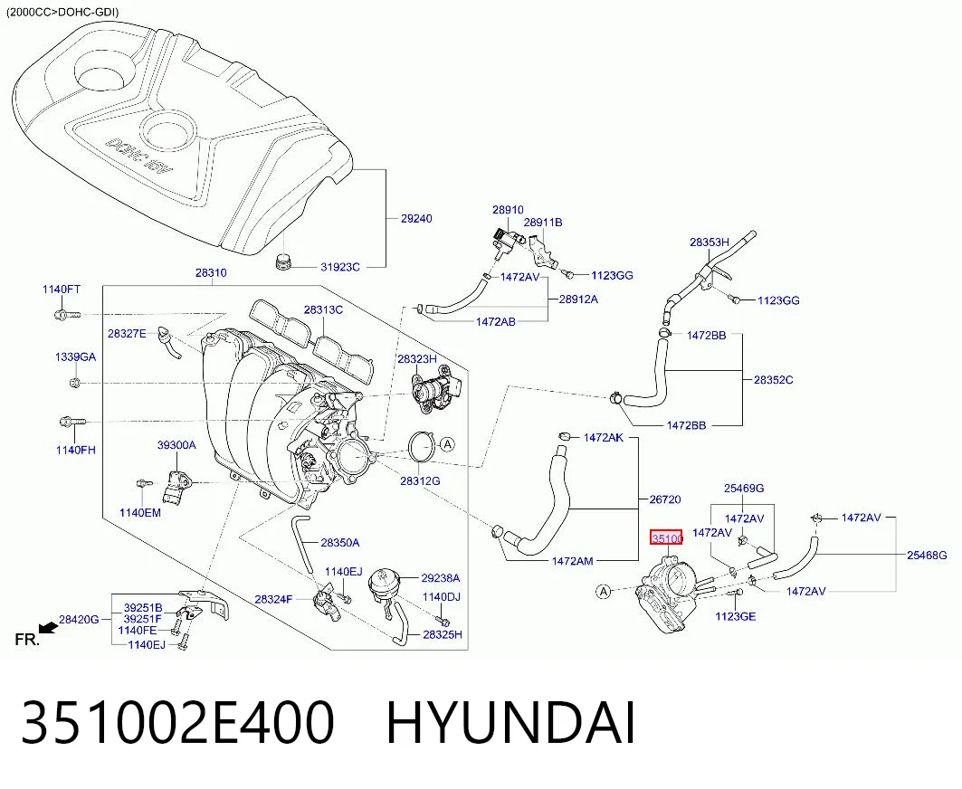 351002E400 Hyundai/Kia Mariposa de admisión