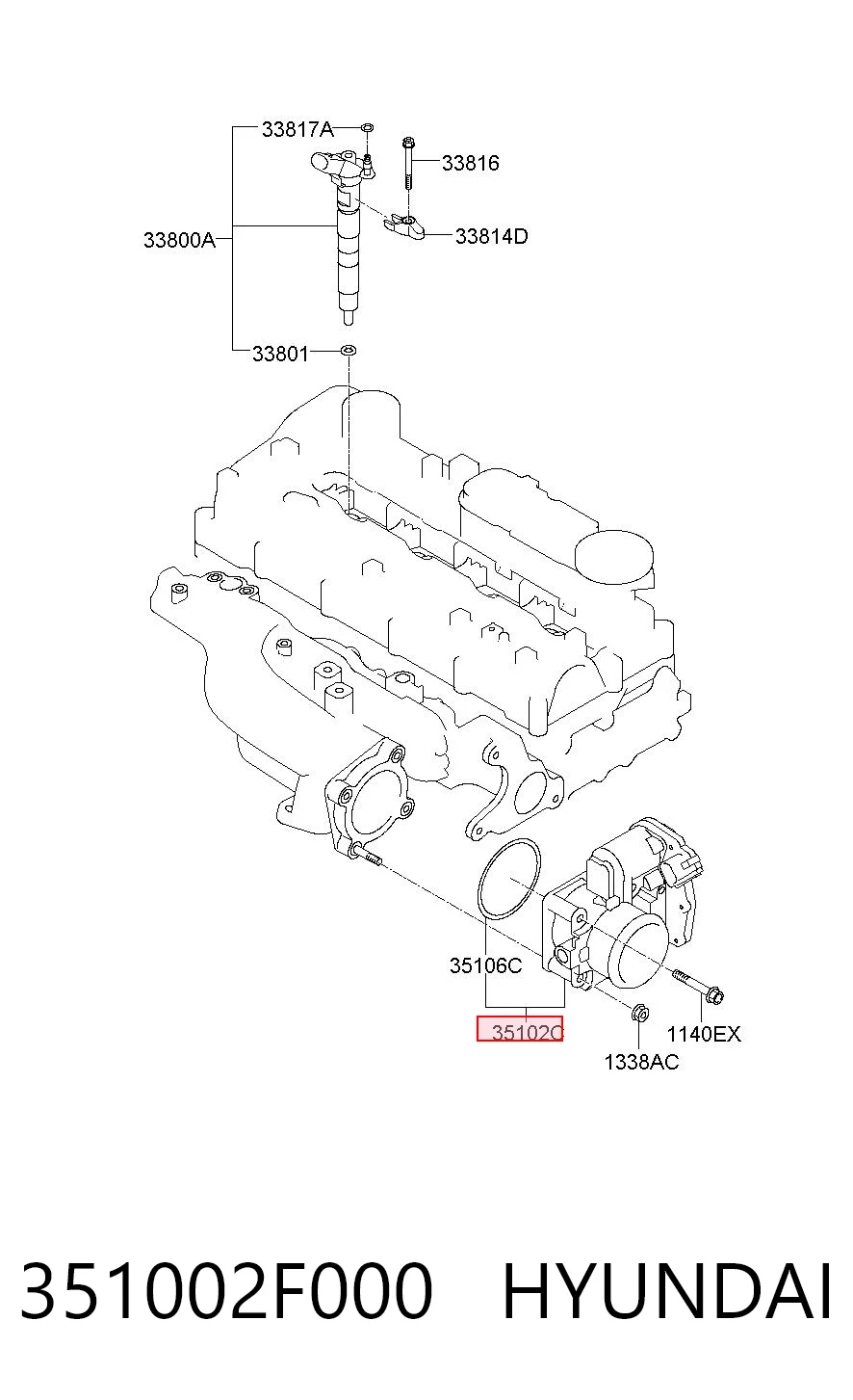 351002F000 Hyundai/Kia Mariposa de admisión