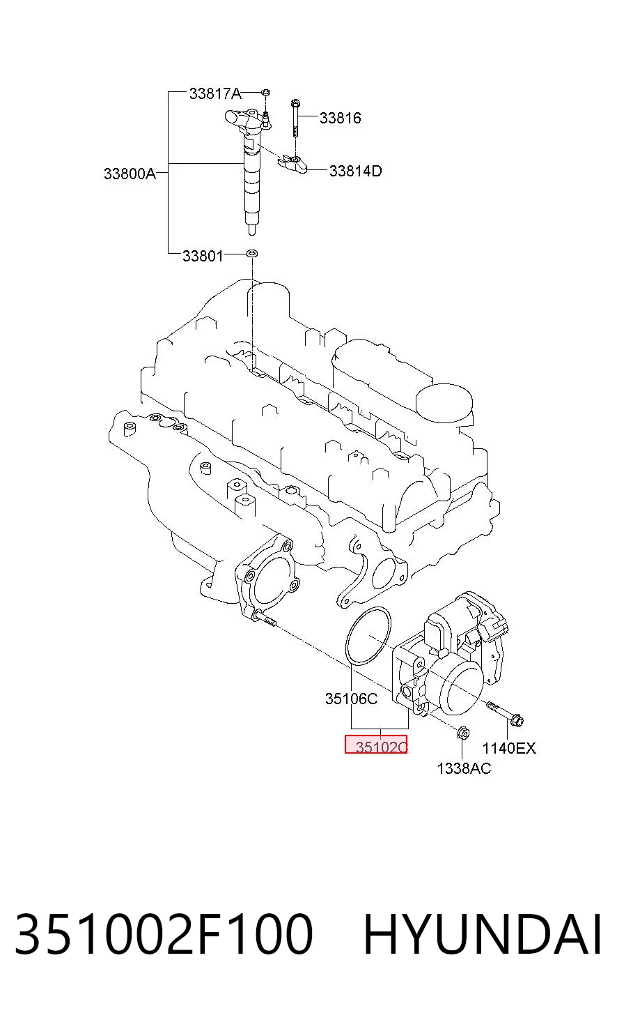 351002F100 Hyundai/Kia Mariposa de admisión